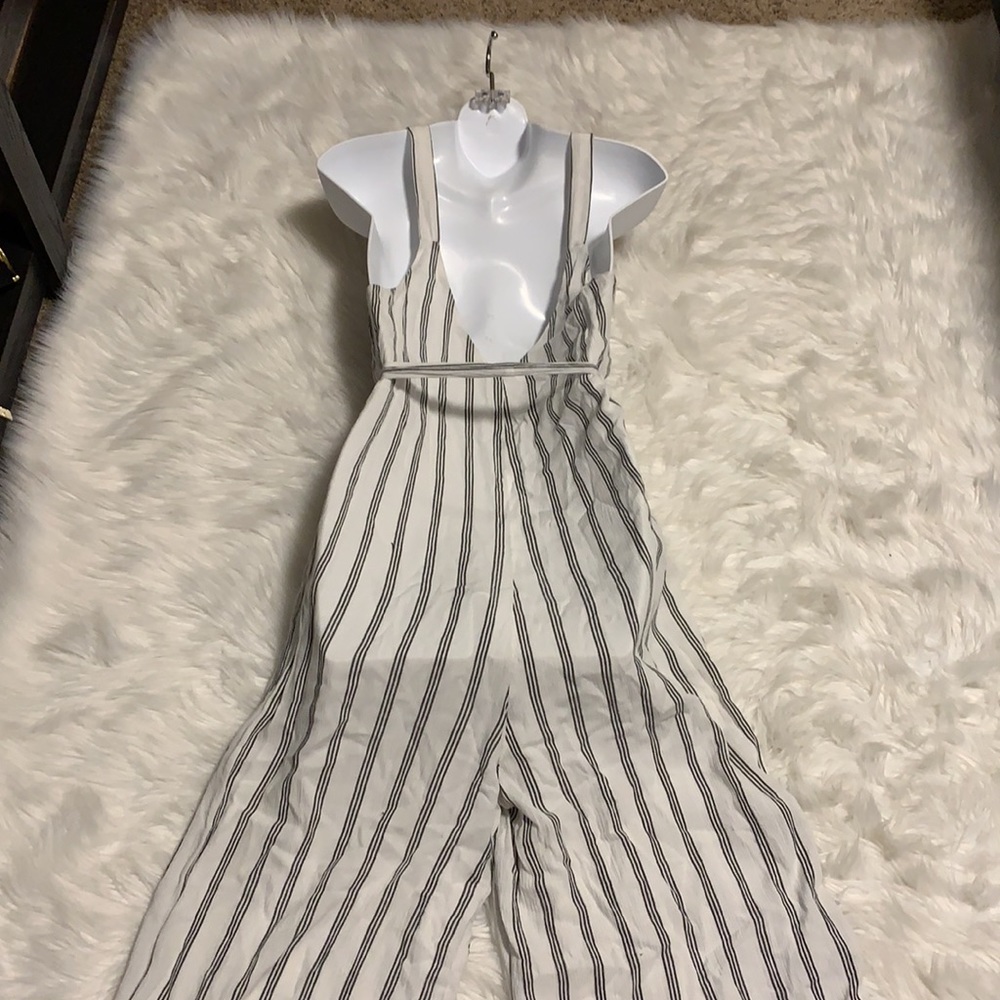 Striped Black & White Jumpsuit - Picture 8 of 10